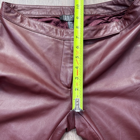 Laundry By Shelli Segal Burgundy Vintage Leather Flare Bootcut Pants - Size 4 - Picture 12 of 13